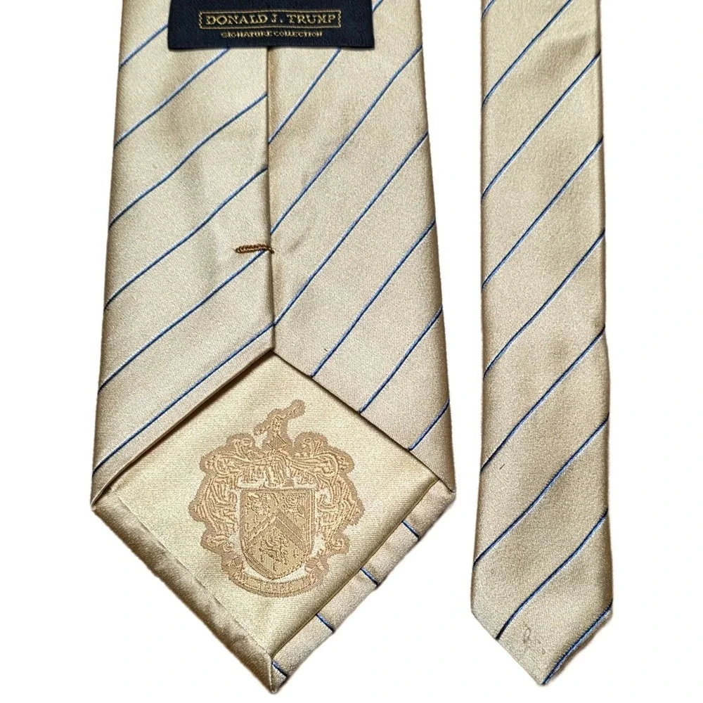 Donald‎ J Trump Signature Collection Striped Necktie Men's Gold Blue 100% Silk